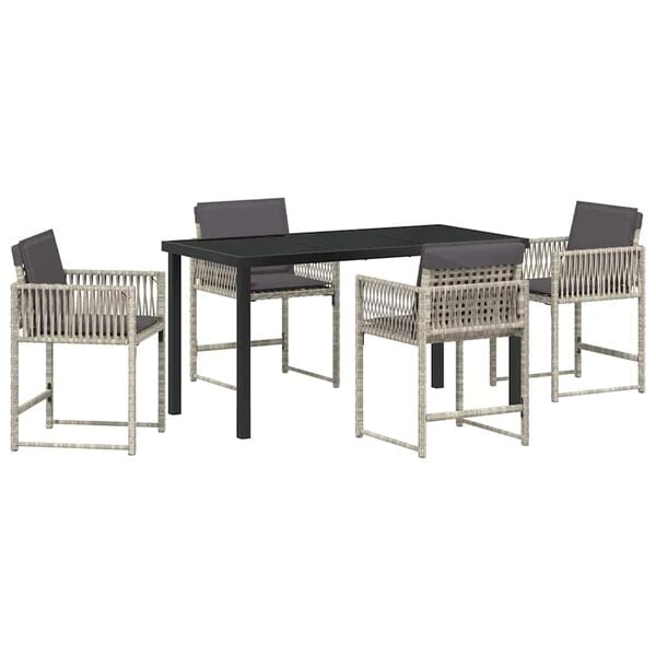 vidaXL Garden Dining Set 5 pcs Light Grey poly rattan