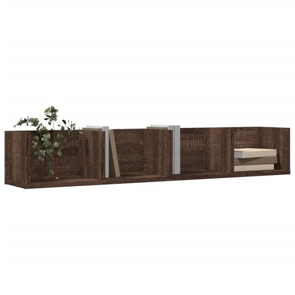 vidaXL Wall Cabinets Set of 2 Brown Oak Engineered wood 39 x 7 x 6.5 in