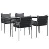 vidaXL Garden Dining Set Black Powder-Coated Steel 6-seater Durable
