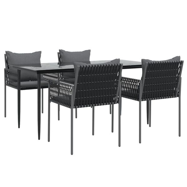 vidaXL Garden Dining Set Black Powder-Coated Steel 6-seater Durable