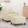 vidaXL Sofa Chair with Footstool Cream Faux leather, metal, plywood, foam
