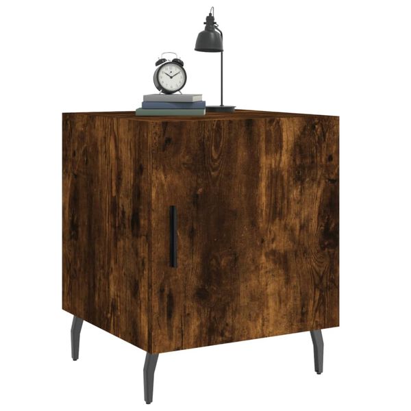 vidaXL Bedside Cabinet Smoked oak Engineered wood, iron, aluminum