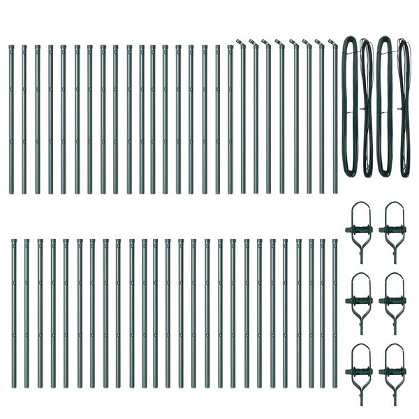 vidaXL Fence Post Other 52 pcs Green 1.26 x 1.26 x 39.37 in Steel