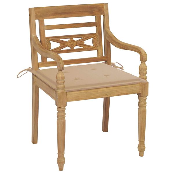 vidaXL Garden Chair Set of 2 Beige Solid Teak Wood Standard Durable