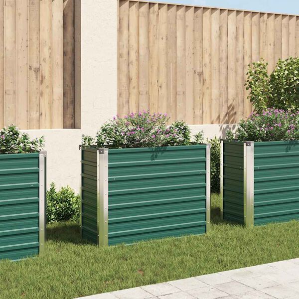 vidaXL Raised Bed Green Galvanized Steel 39.4 x 15.7 x 30.3 in