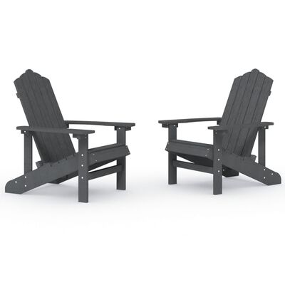 vidaXL Patio Adirondack Chairs 2 pcs HDPE Anthracite