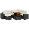 vidaXL Garden Sofa Set Black with cream white cushions