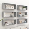 vidaXL Wall Shelf Set of 6 Concrete Gray Engineered Wood Medium