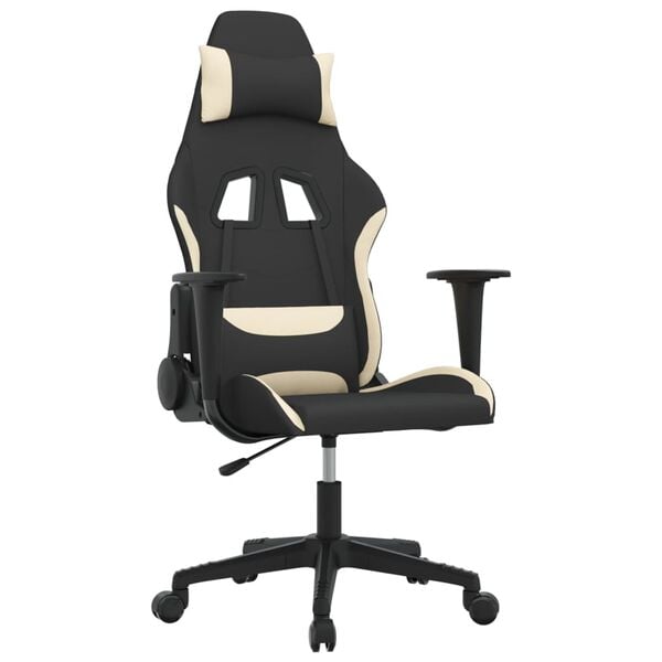 vidaXL Gaming Chair Black and Cream Fabric