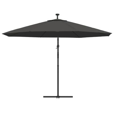 vidaXL Cantilever Umbrella with LED Lights and Metal Pole 137.8" Anthracite