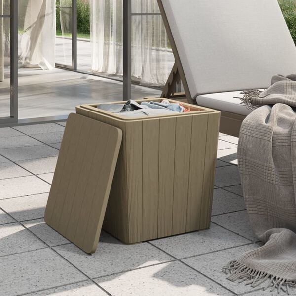 vidaXL Garden Table With Removable Lid Light Brown Polypropylene (PP)