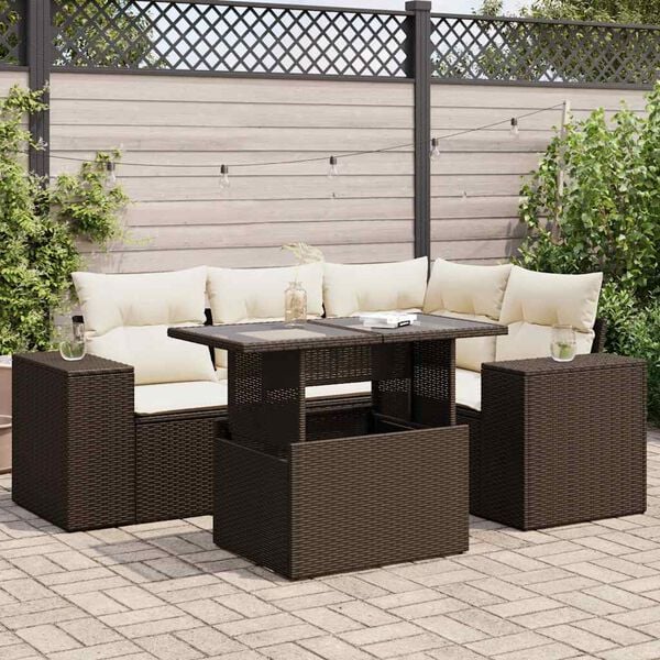 vidaXL Garden Sofa Set Brown and Cream White