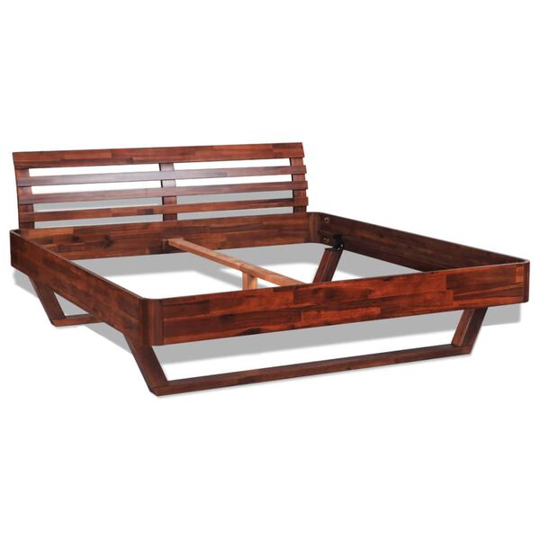 vidaXL Double Bed Brown Solid Acacia Wood Double Wood Grain Double Bed