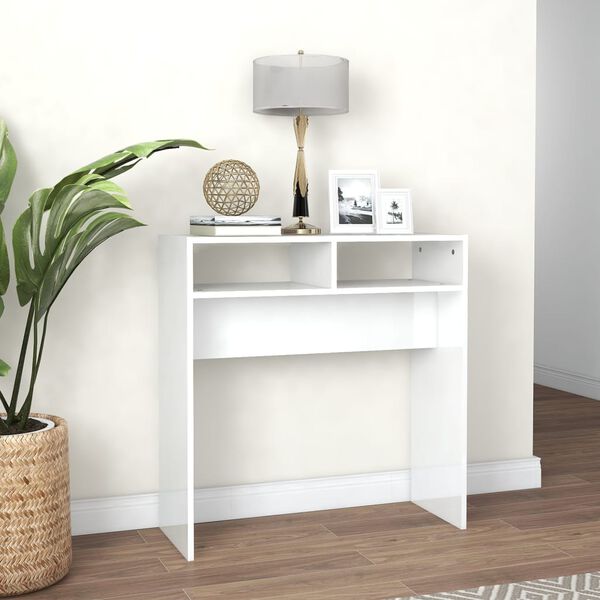 vidaXL Console Table High gloss white Engineered wood Medium