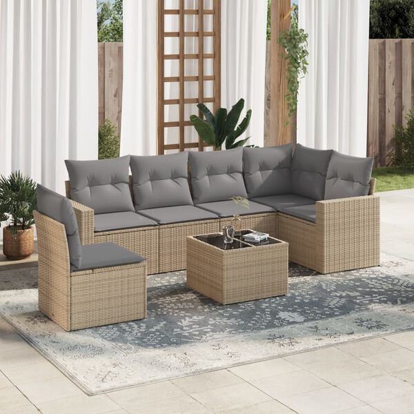 vidaXL Garden Sofa Set Beige, Light grey