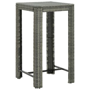 vidaXL Bar Table Grey PE rattan, powder-coated steel Counter height