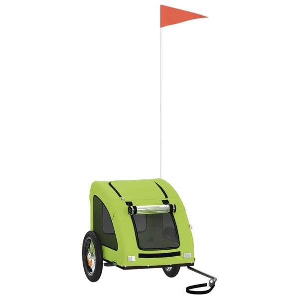 vidaXL Pet Bike Trailer Green Oxford fabric, Iron, PVC Standard Durable
