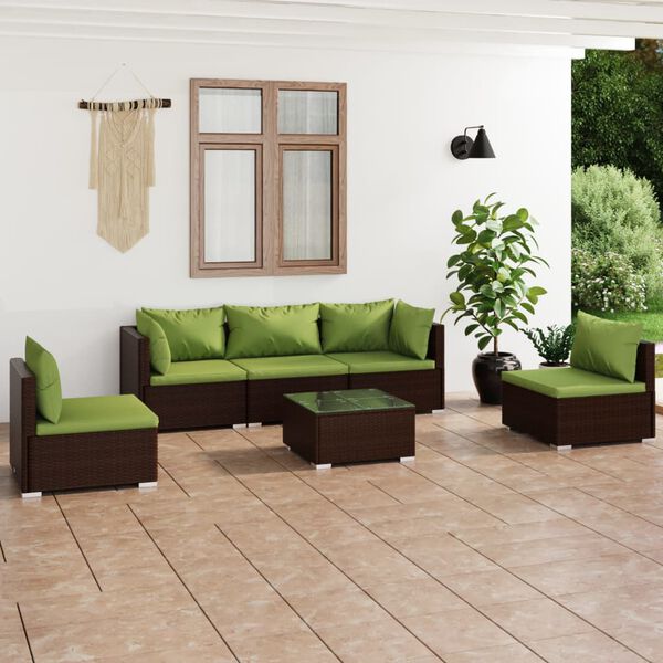 vidaXL Garden Lounge Set Brown, Green