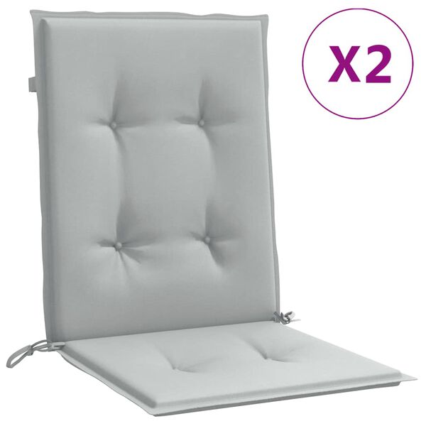 vidaXL Lowback Chair Cushion Set of 2 Melange light grey 100% polyester