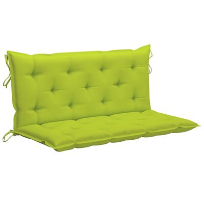 vidaXL Swing Bench with Bright Green Cushion 66.9" Solid Teak Wood