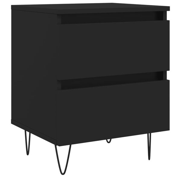 vidaXL Bedside Cabinet Black Engineered wood, Iron Medium