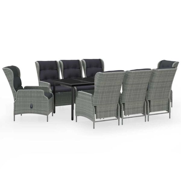 vidaXL Garden Dining Set Light Grey, Black