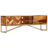 vidaXL TV Cabinet Brown Solid Acacia Wood, Brass powder-coated iron