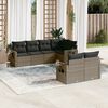 vidaXL Garden Sofa Set Grey PE Rattan, Polyester, Powder-Coated Steel