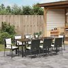 vidaXL Garden Dining Set with Cushion 9 pcs Black Poly Rattan