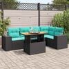 vidaXL 6 Piece Patio Sofa Set with Cushions Black Poly Rattan