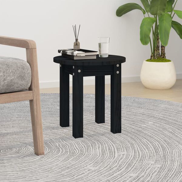 vidaXL Coffee Table Black Solid pine wood Small Classic/Traditional