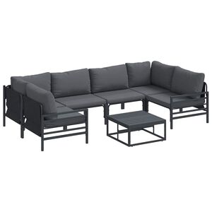 vidaXL Garden Sofa Set with Cushion 7 pcs Black Steel