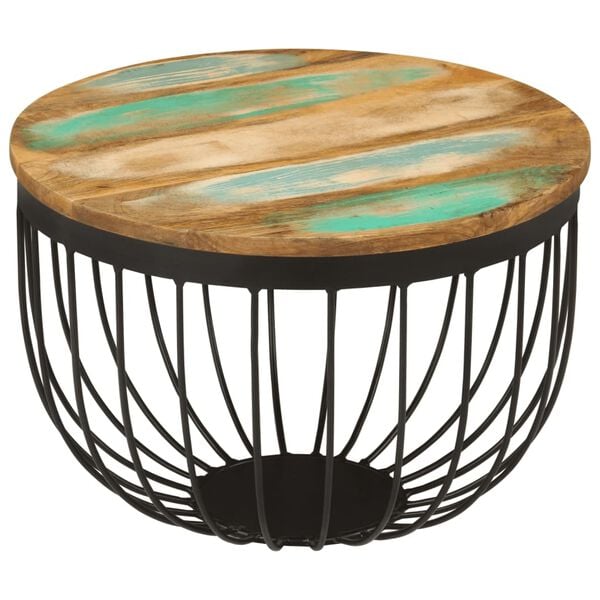 vidaXL Coffee Table Multicolor Solid reclaimed wood, steel Small
