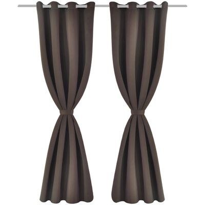 2 pcs Brown Blackout Curtains with Metal Rings 53" x 96"