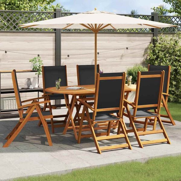 vidaXL Garden Table And Chair Dark Oil Finish Solid Acacia Wood