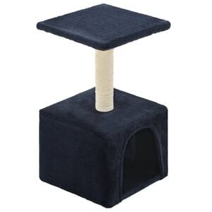 vidaXL Cat Tree Dark Blue Particle Board, Plush, Sisal Rope Small