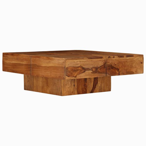 vidaXL Coffee Table Natural wood Solid Acacia Wood 31.5 x 31.5 x 11.8 in