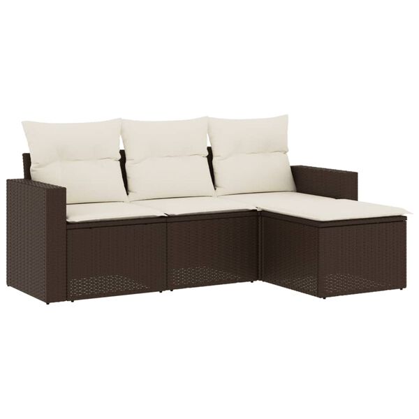 vidaXL Garden Sofa Set Brown PE rattan, powder-coated steel Large