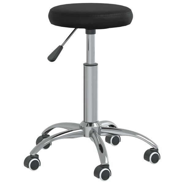 vidaXL Dining Chair Black Faux leather, chrome-plated steel Adjustable