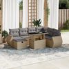 vidaXL Garden Sofa Set Beige PE Rattan 8 Piece Set Adjustable Armrests