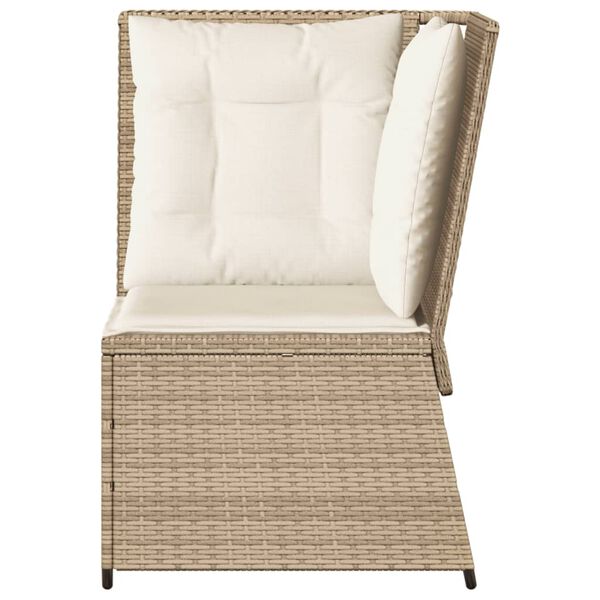 vidaXL Patio Sofa Beige PE rattan Single Adjustable Feet Garden Sofa