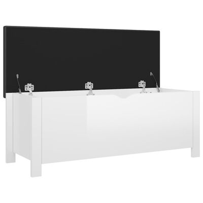 vidaXL Storage Box with Cushion High Gloss White 41.3"x15.7"x17.7" Engineered Wood