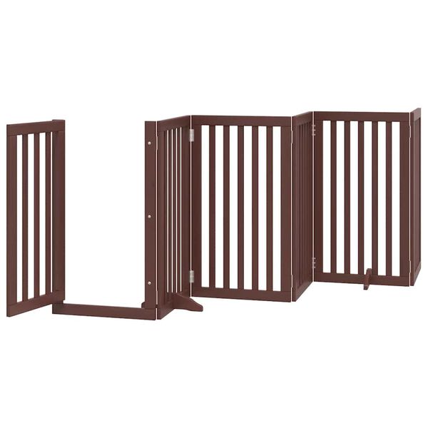 vidaXL Dog Gate Set of 15 Brown Solid Poplar wood Foldable Dog Gate
