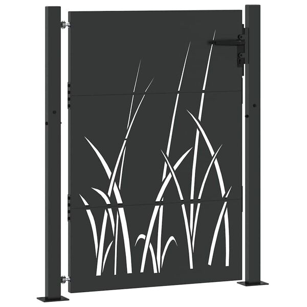 vidaXL Garden Gate 39.4x49.2" Corten Steel Grass Design