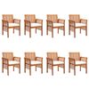 vidaXL Garden Dining Chair Set of 8 Natural acacia wood, Cream cushion