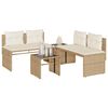vidaXL 4 Piece Patio Sofa Set with Cushions Beige Poly Rattan
