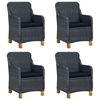 vidaXL 5 Piece Patio Dining Set with Cushions Poly Rattan Dark Gray
