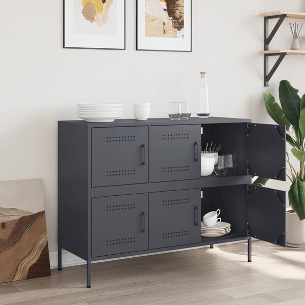 vidaXL Sideboard Anthracite Cold-rolled Steel Adjustable Feet Sideboard