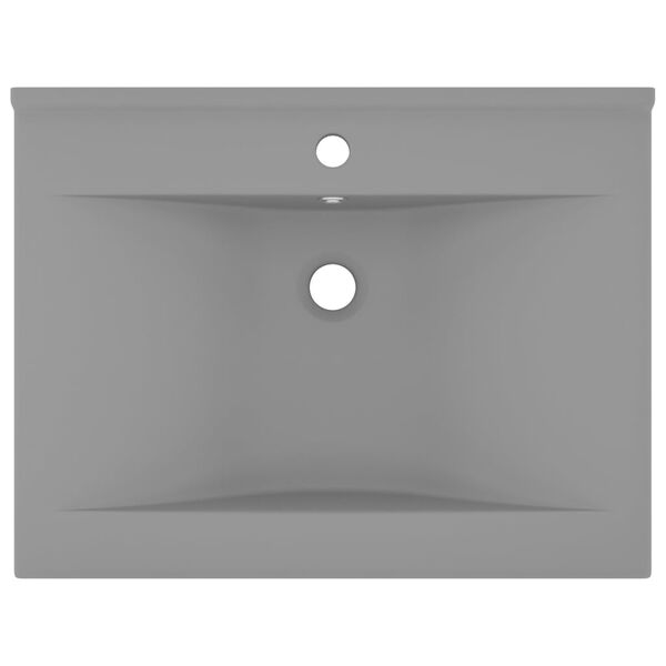 vidaXL Luxury Basin with Faucet Hole Matt Light Grey 23.6x18.1" Ceramic