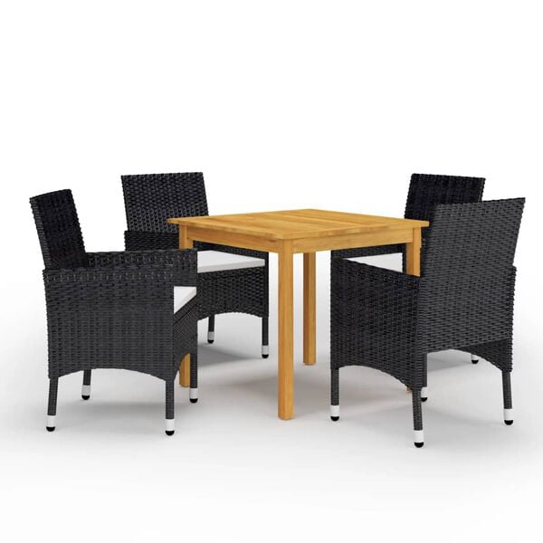 vidaXL Garden Dining Set Chair: Black, Cushion: Cream White